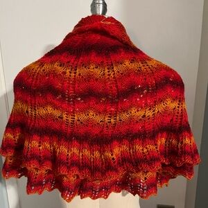 💎 Hand Knit Lace Shawl in Fiery Autumn Tones – Schoppel Zauberball